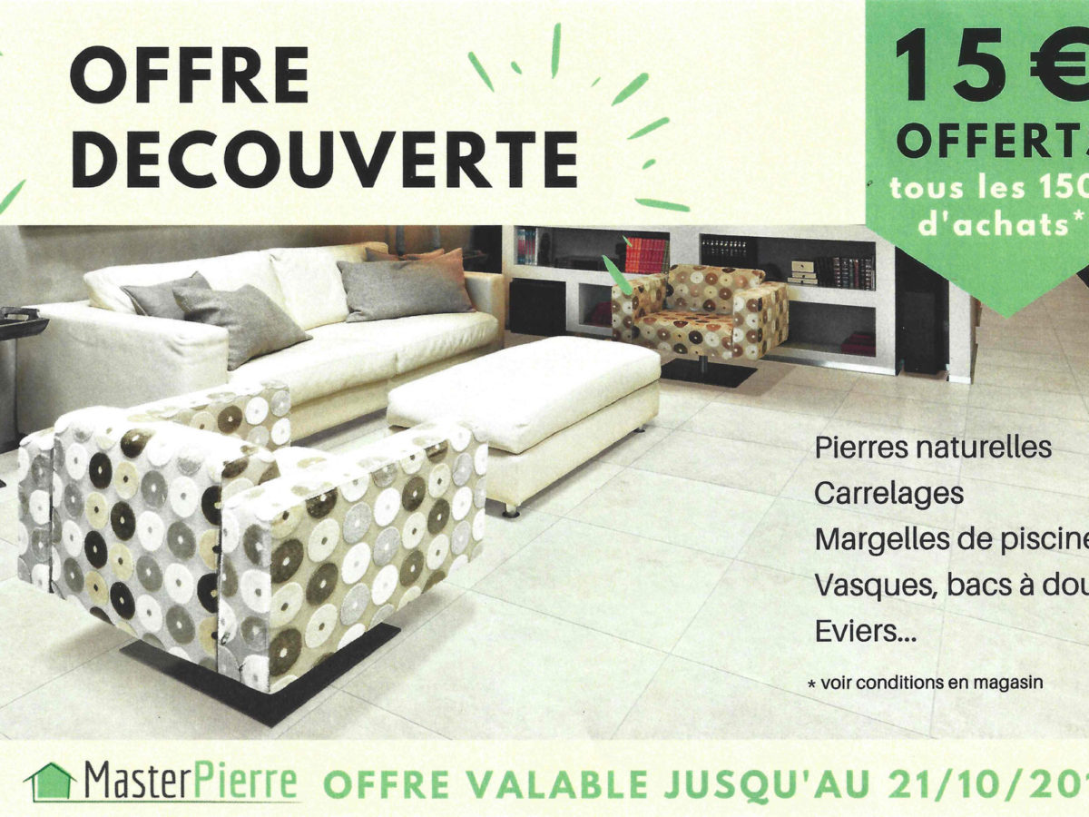 Offre découverte MasterPierre 15€ pour 150€ d'achats